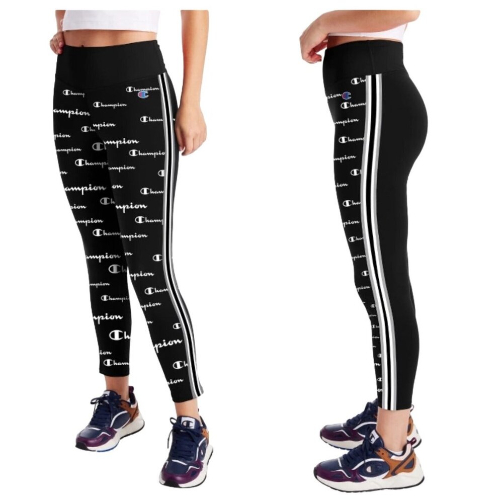 Champion Womens High Rise Logo Print Legging Tights Size Medium